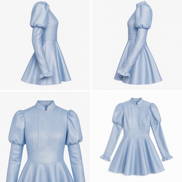 Dolls Kill Astrid Mini Dress | Glitter Blue Party Gothic Skater Dress (S) - Picture 6 of 14